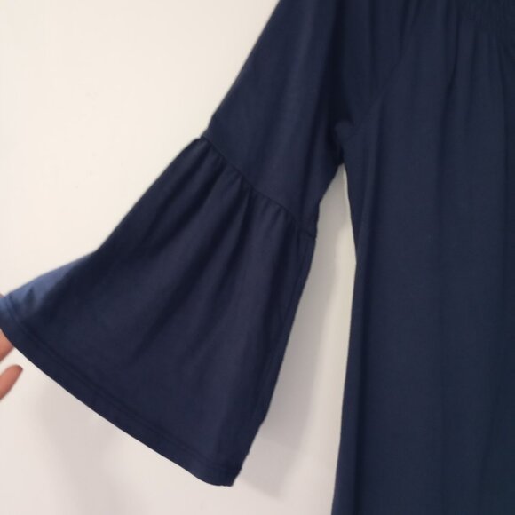 Lilly Pulitzer Navy Dress With Bell Sleeves & Button Accents - Size S - Picture 4 of 7